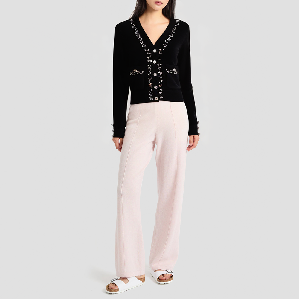 Sequined V-neck delicate knit cardigan