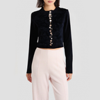 Solid color exquisite knitted cardigan