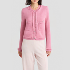 Sweet and simple round-neck basic knit cardigan