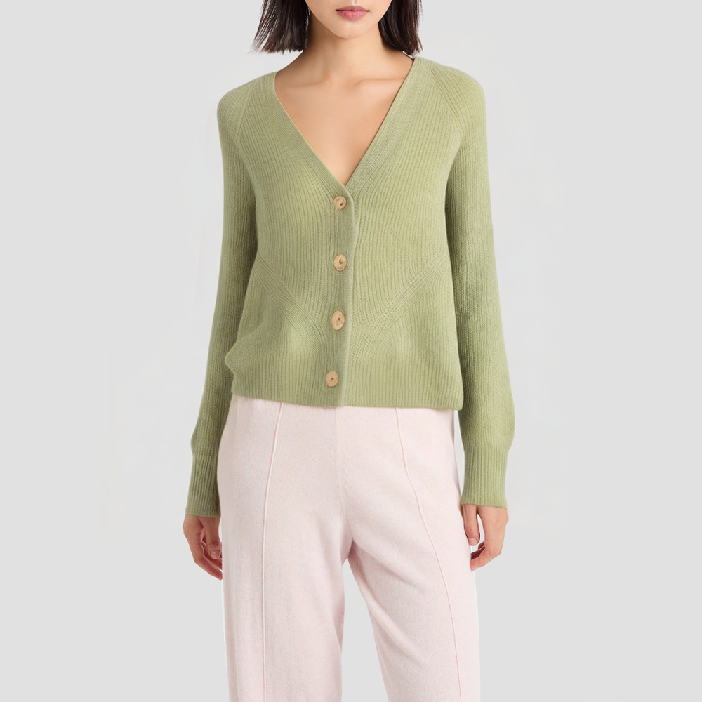 Women's wool V-neck knitted sweater