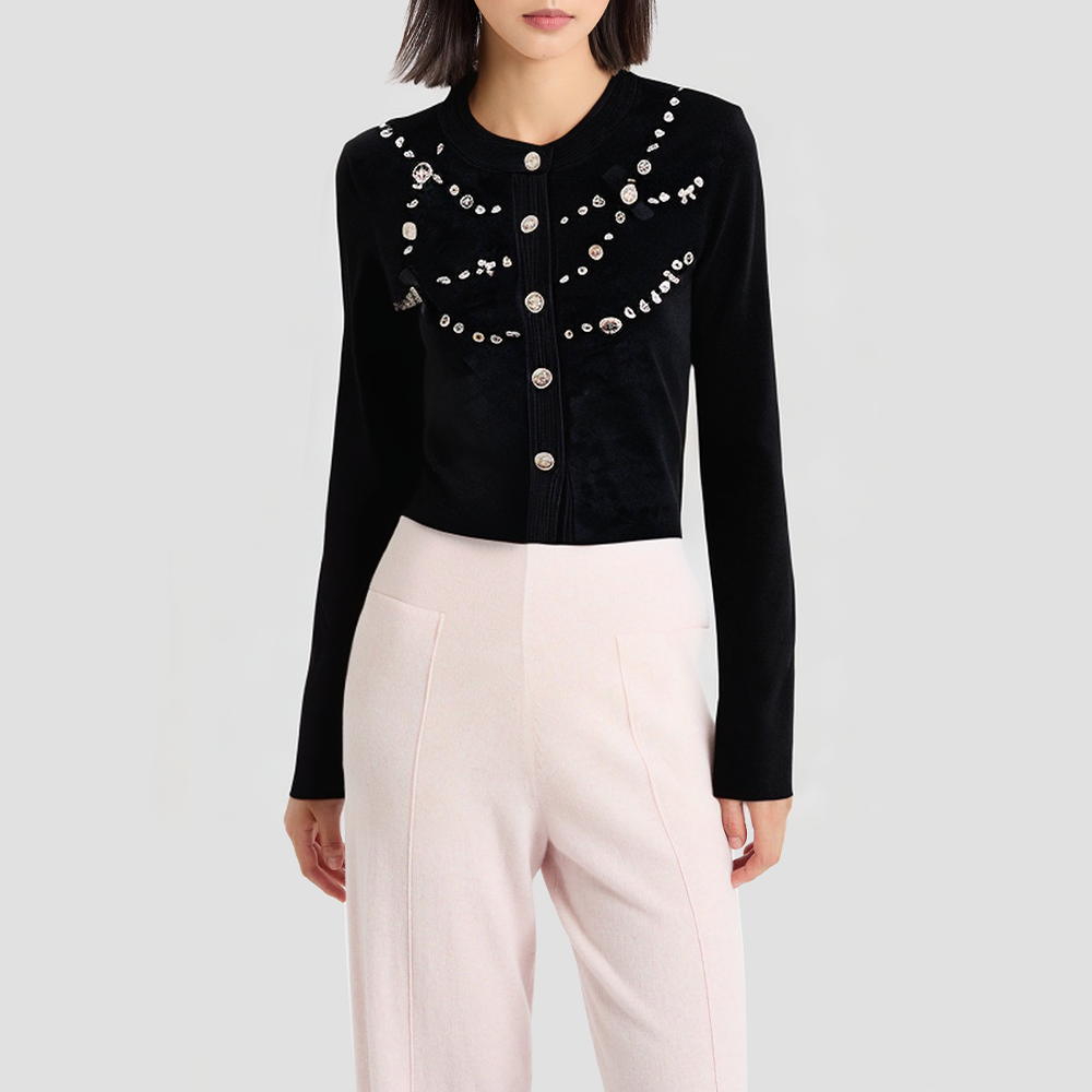 Beaded embellished knit cardigan
