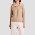 Cashmere turtleneck zip-up knitted cardigan