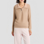 Cashmere turtleneck zip-up knitted cardigan