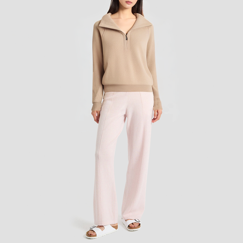 Cashmere turtleneck zip-up knitted cardigan