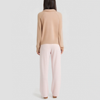 Cashmere turtleneck zip-up knitted cardigan