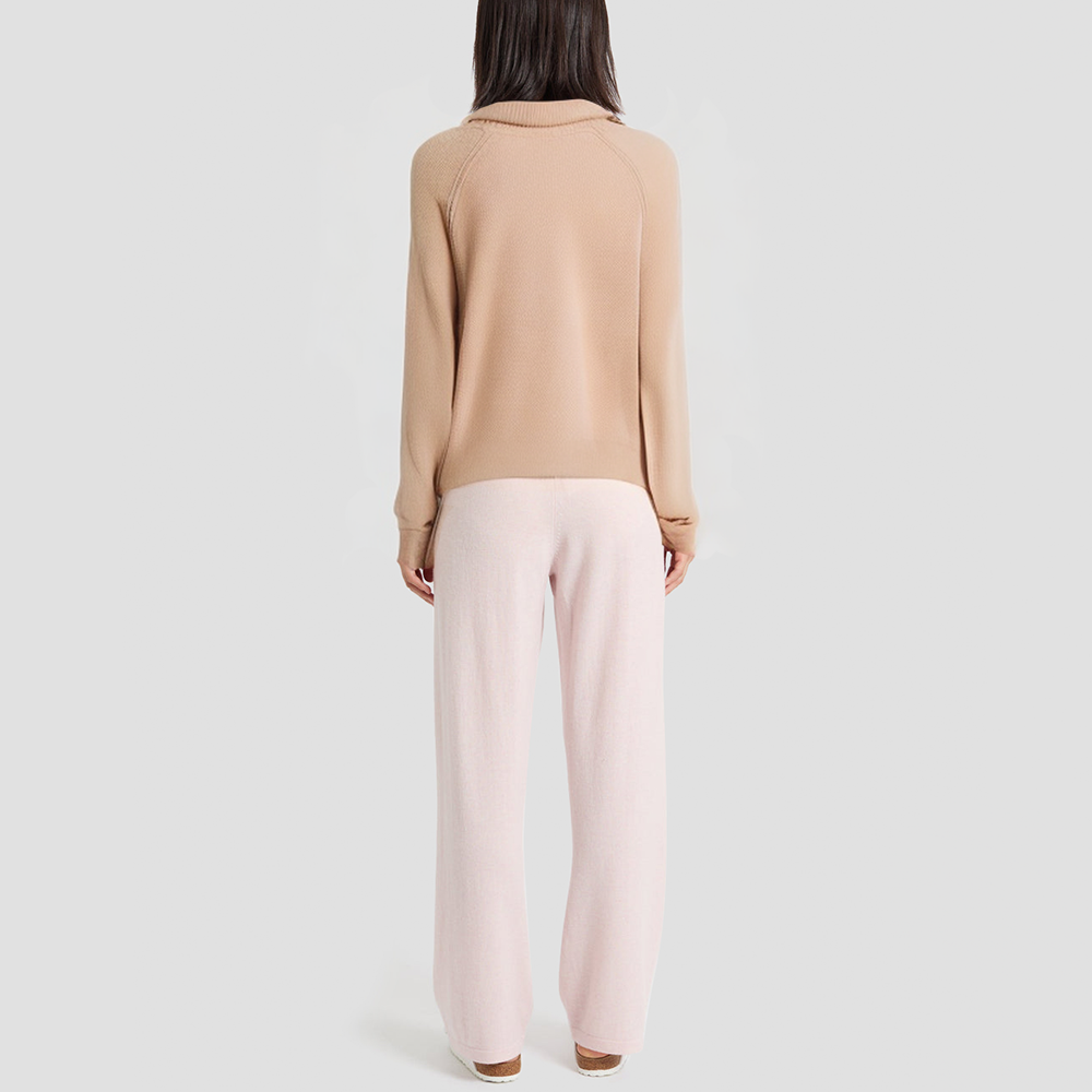 Cashmere turtleneck zip-up knitted cardigan