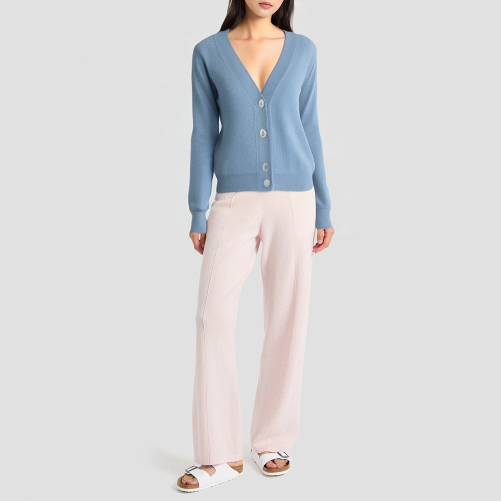 Cashmere V-neck long-sleeved knitted cardigan