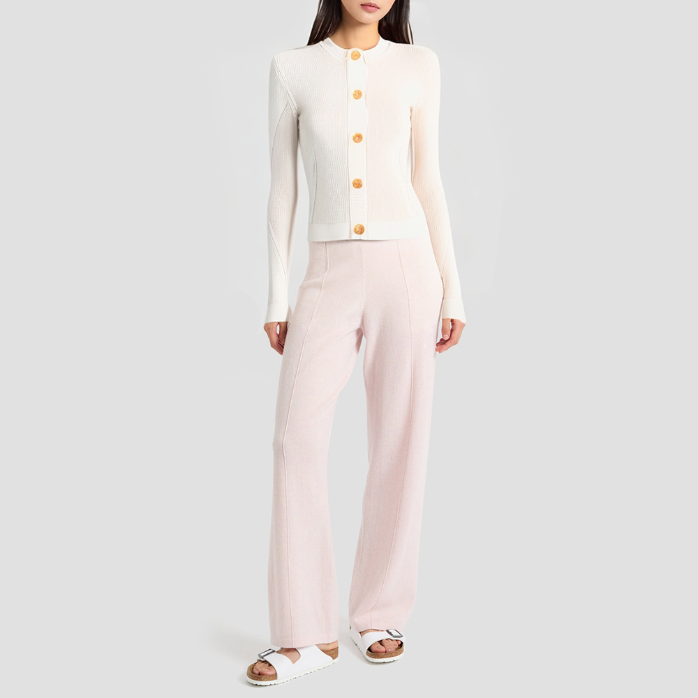French-style round-neck solid-color knitted cardigan