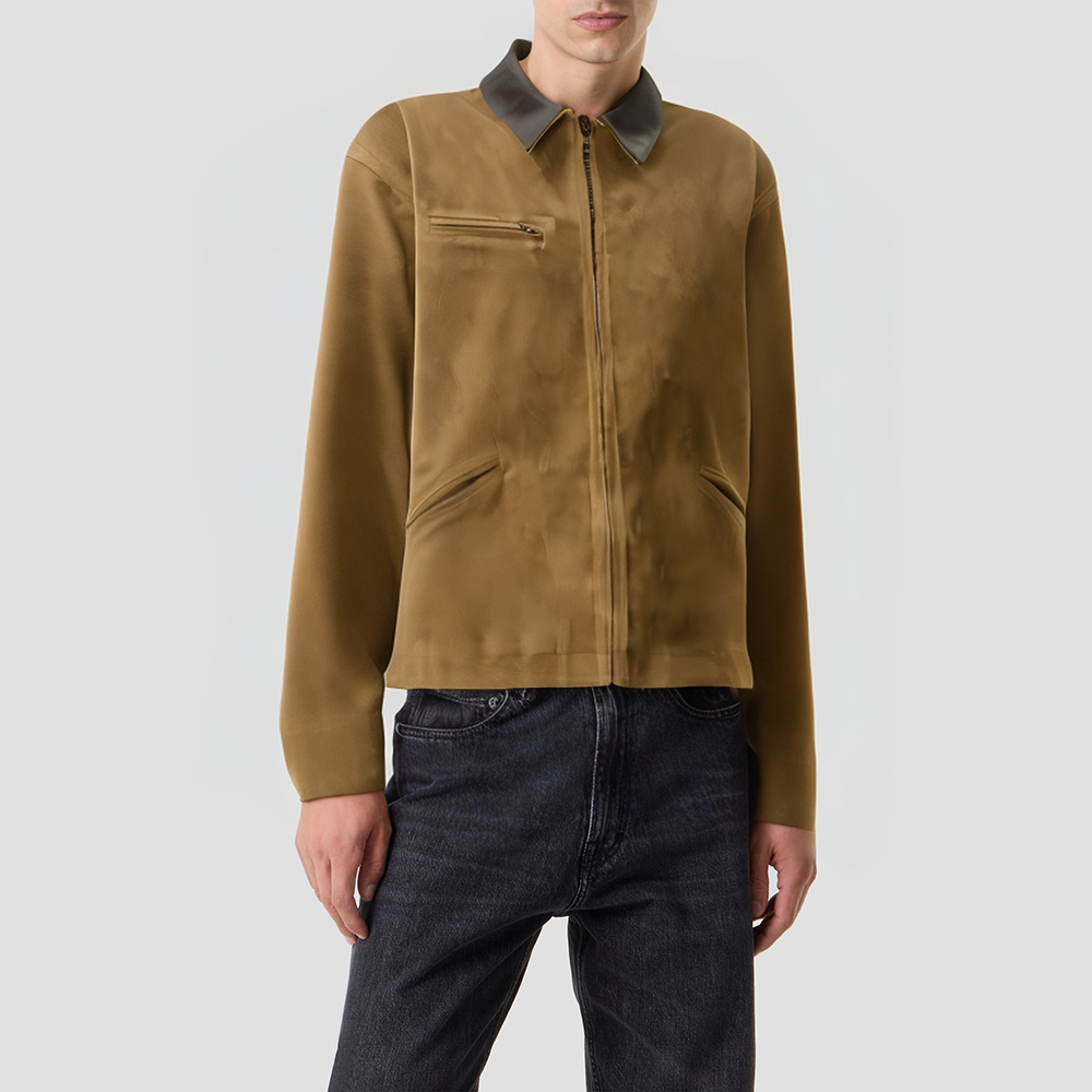 Vintage leather men's zip-up jacket