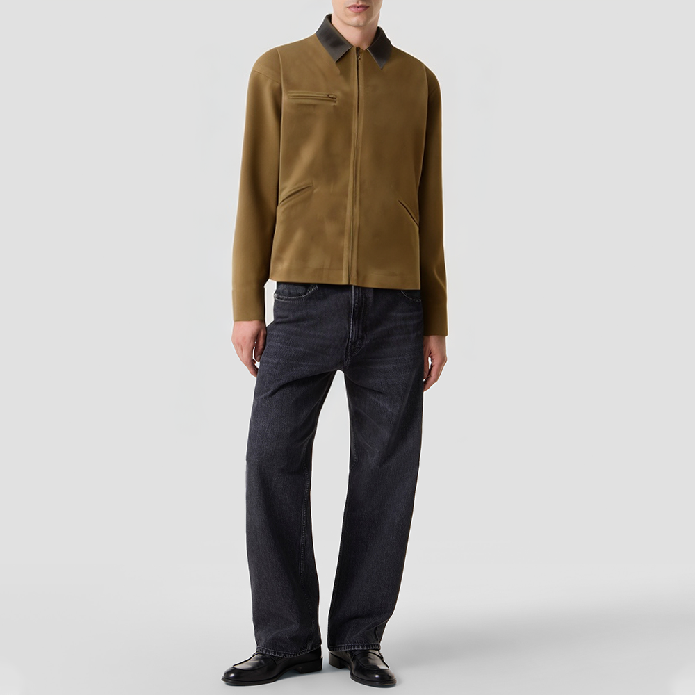 Vintage leather men's zip-up jacket