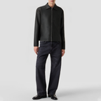 Black PU leather short zippered jacket