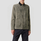 Vintage washed suede zip-up jacket