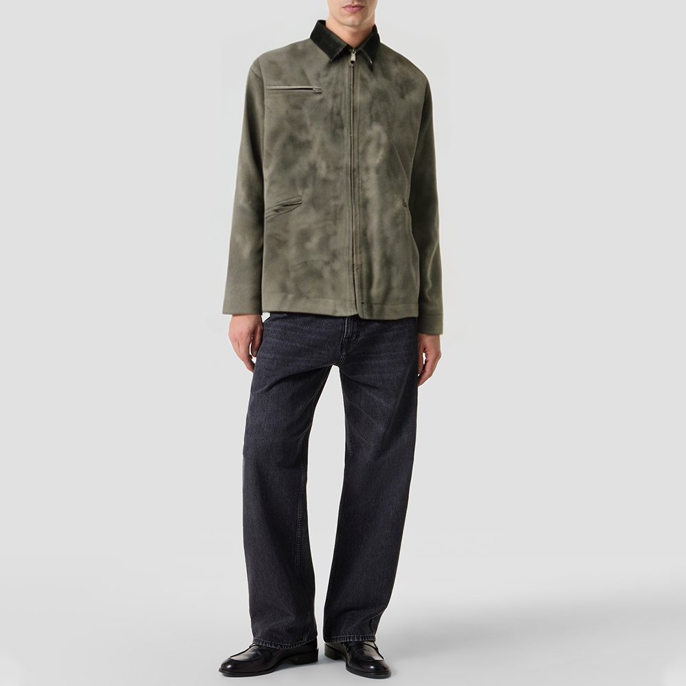 Vintage washed suede zip-up jacket