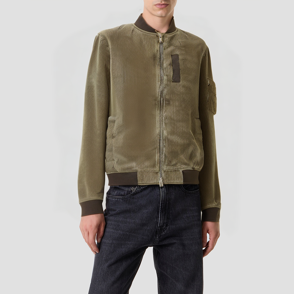 Stand-collar corduroy windproof men's jacket