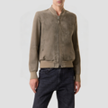 Zippered genuine leather casual jacket