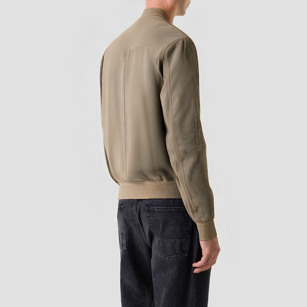 Zippered genuine leather casual jacket