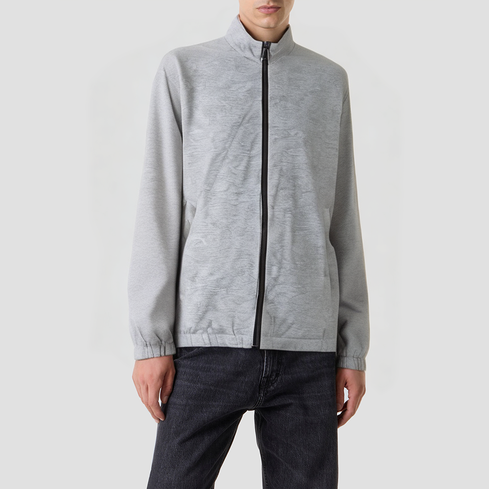 Double-sided stand-collar canvas bomber jacket