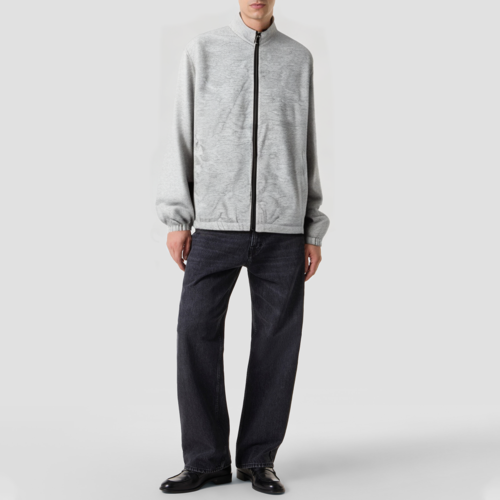 Double-sided stand-collar canvas bomber jacket