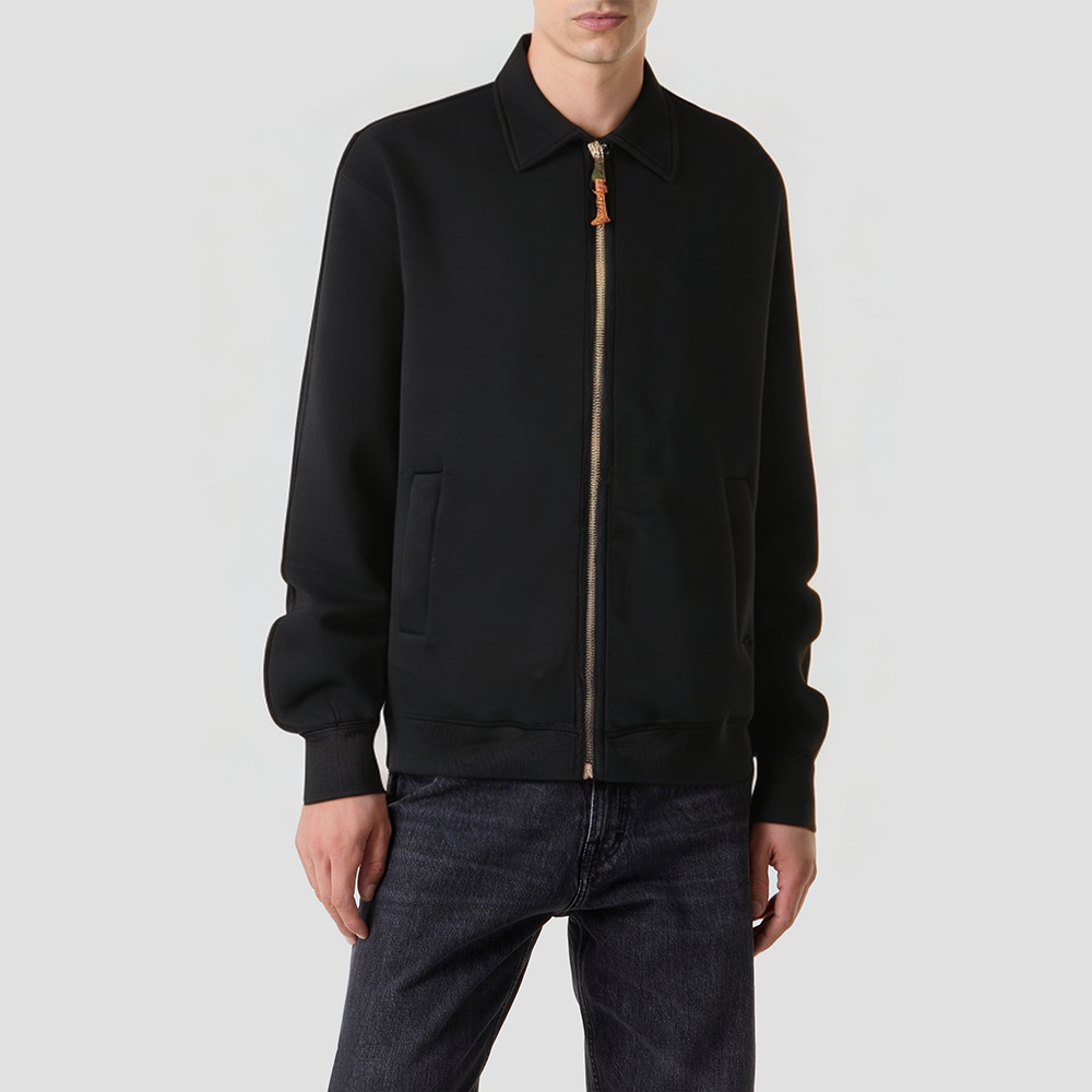 Stand-collar cotton canvas bomber jacket