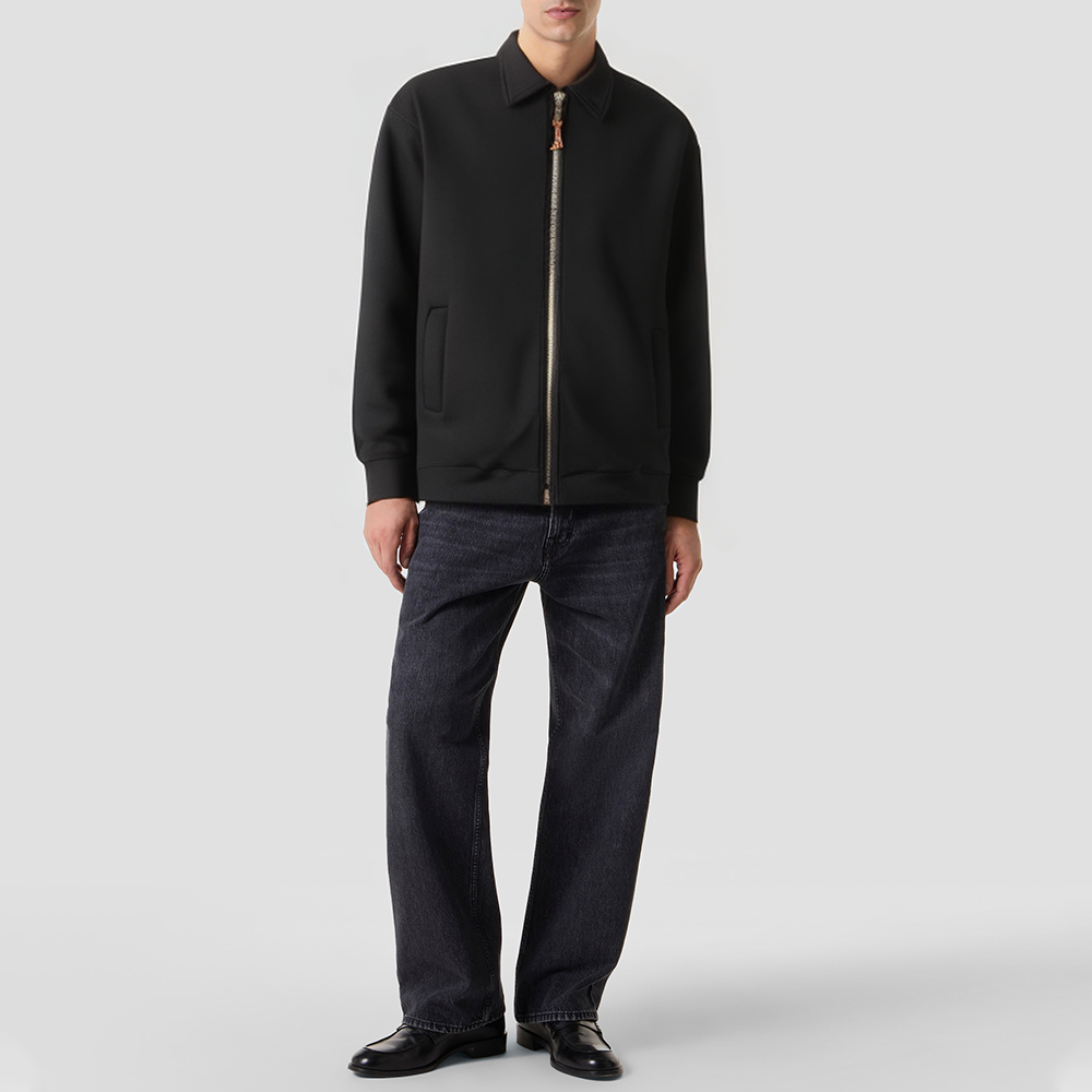 Stand-collar cotton canvas bomber jacket