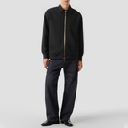 Stand-collar cotton canvas bomber jacket