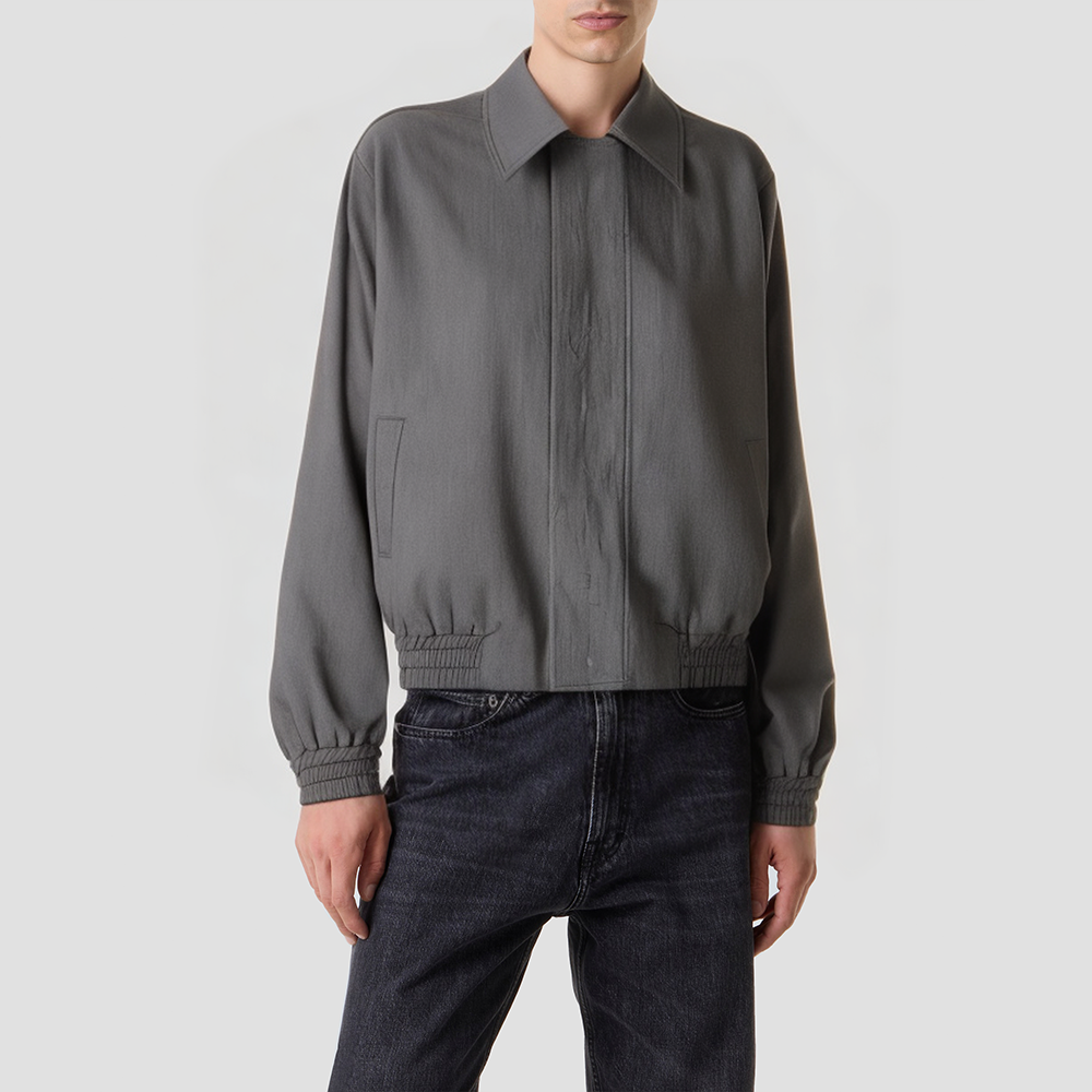 Eco-friendly canvas stand-collar jacket