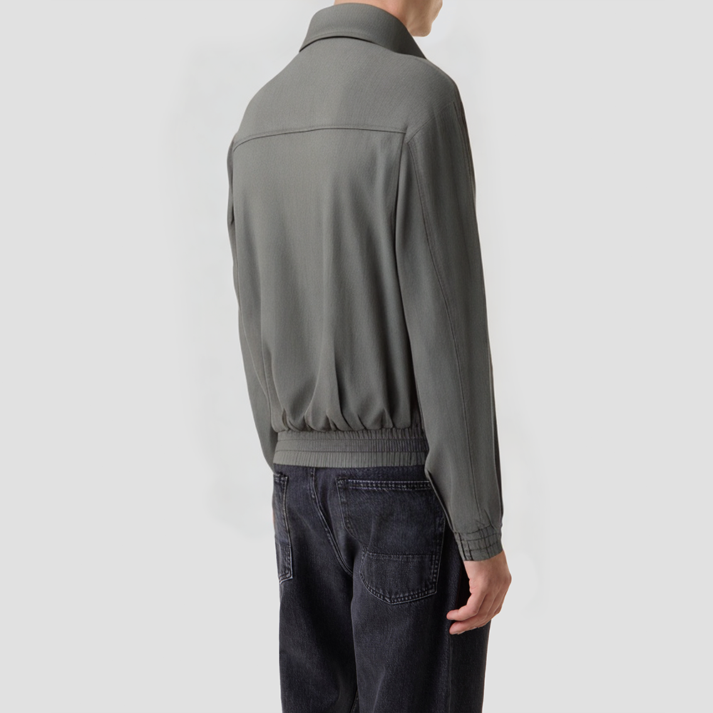 Eco-friendly canvas stand-collar jacket