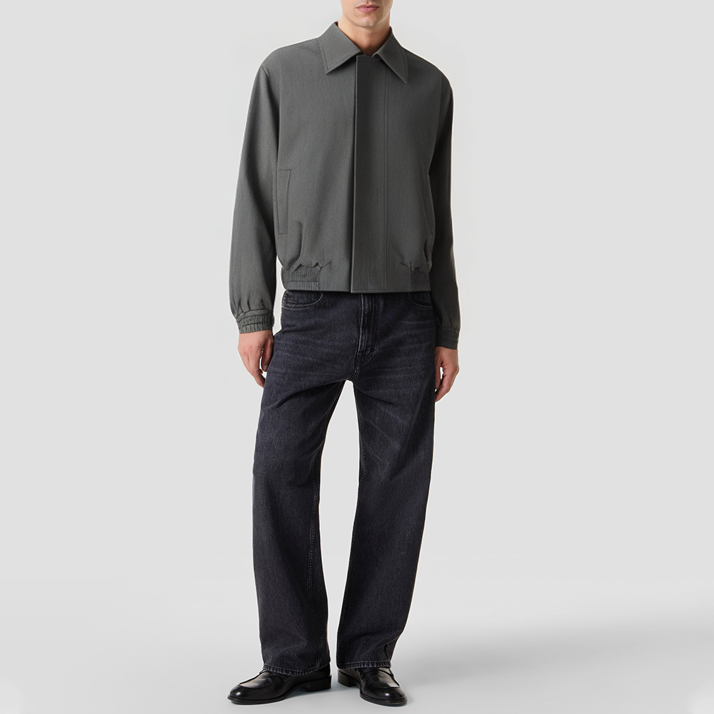 Eco-friendly canvas stand-collar jacket