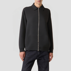 Retro organic cotton stand-collar zip-up jacket