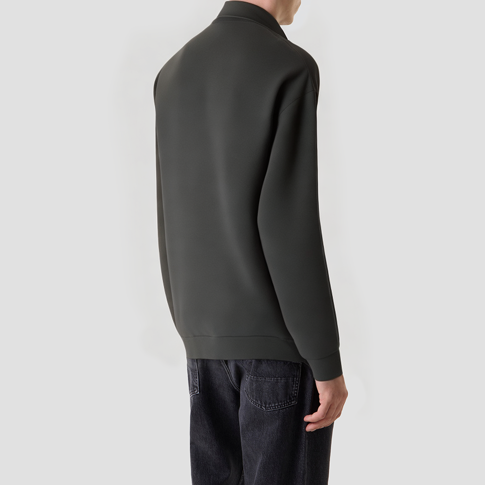 Retro organic cotton stand-collar zip-up jacket