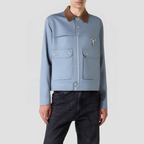 Retro stand-collar patchwork work jacket