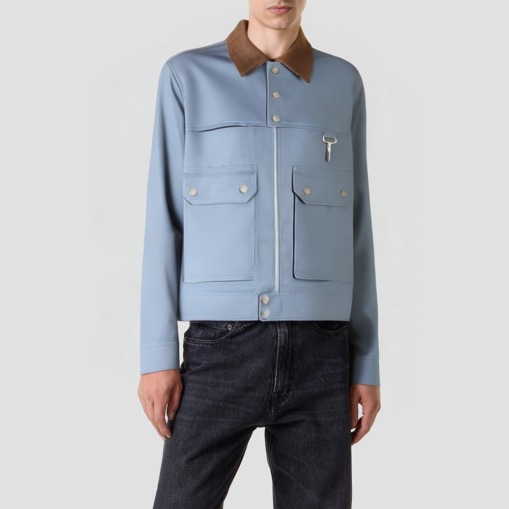 Retro stand-collar patchwork work jacket