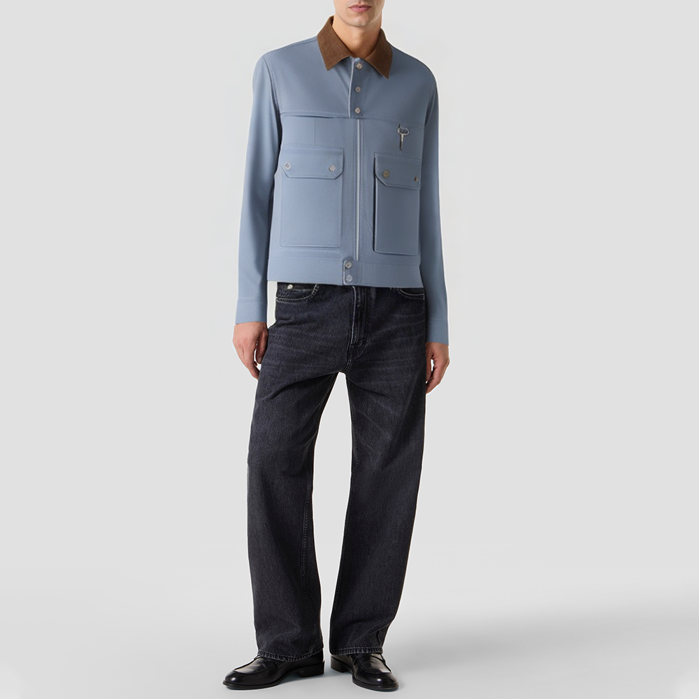 Retro stand-collar patchwork work jacket