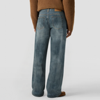 Loose-fitting straight-leg casual denim trousers
