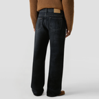 Black straight-leg casual men's jeans