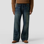 High-quality dark blue loose-fitting jeans