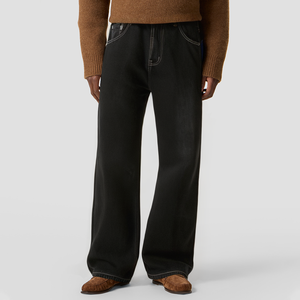 High-quality black washed denim jeans