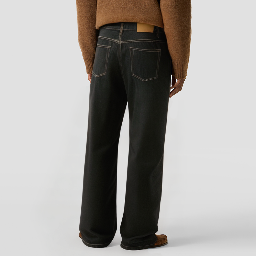 High-quality black washed denim jeans