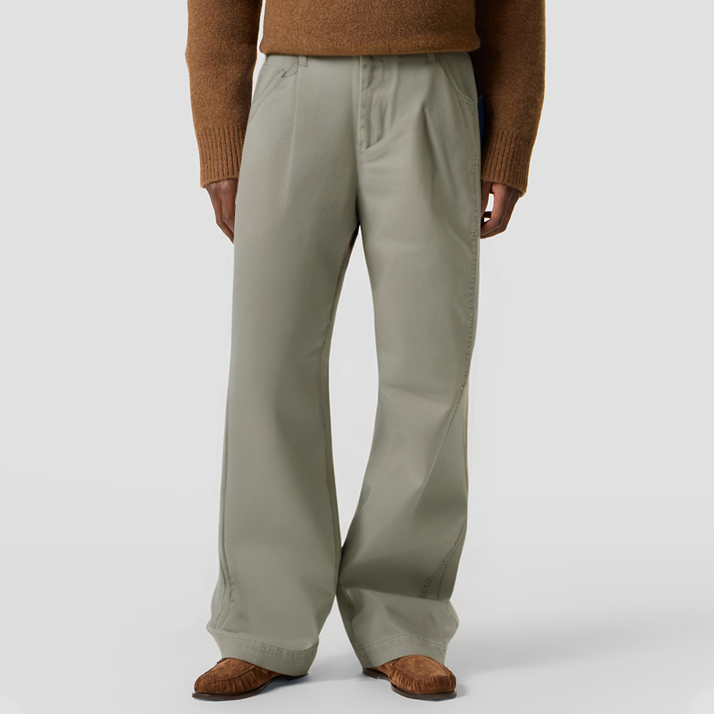 Washed loose-fitting men's wide-leg trousers