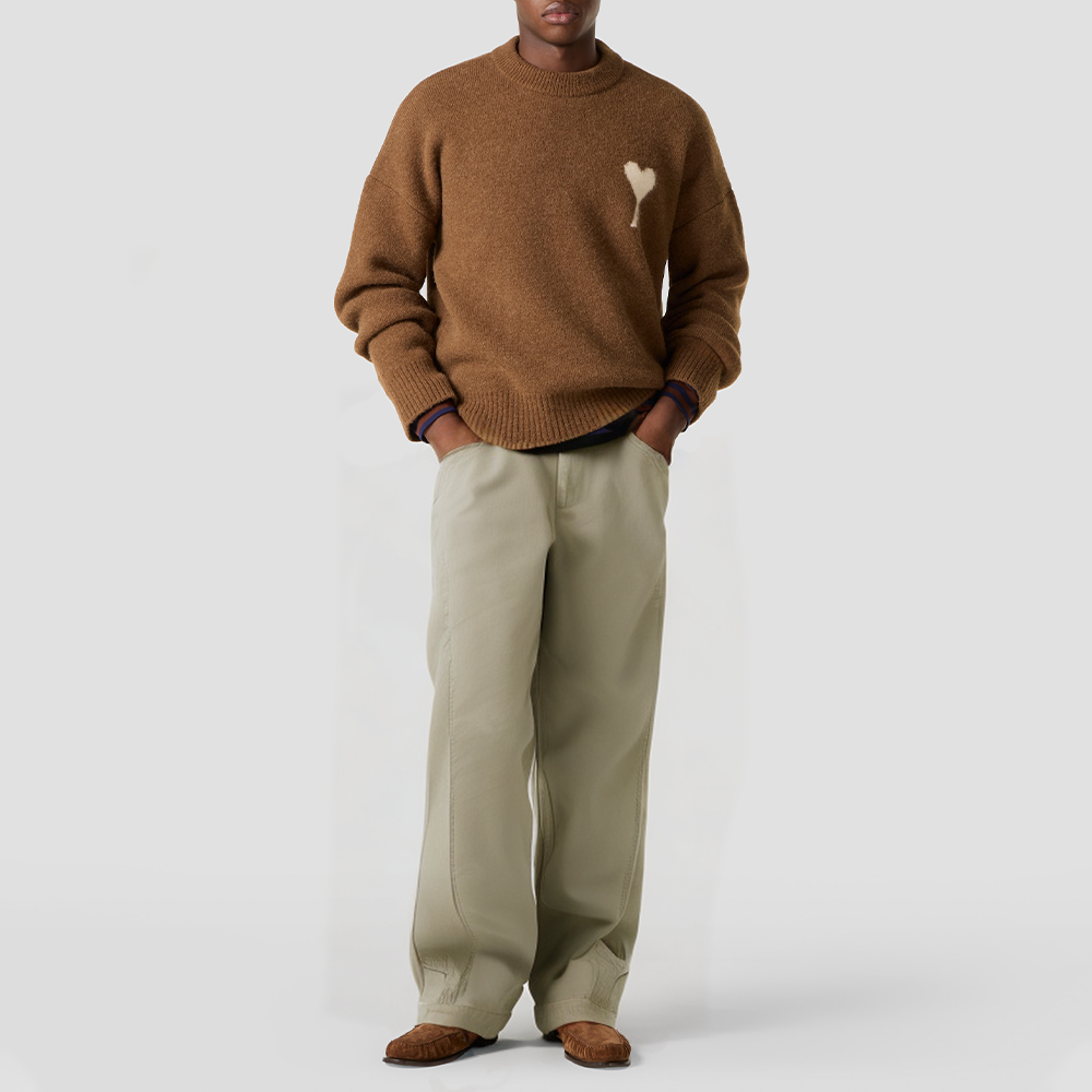 Washed loose-fitting men's wide-leg trousers