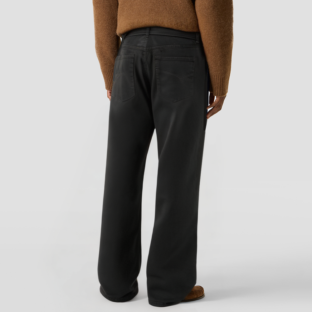 Street style black wide-leg jeans