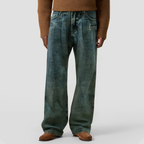 Casual mid-rise loose-fitting trousers