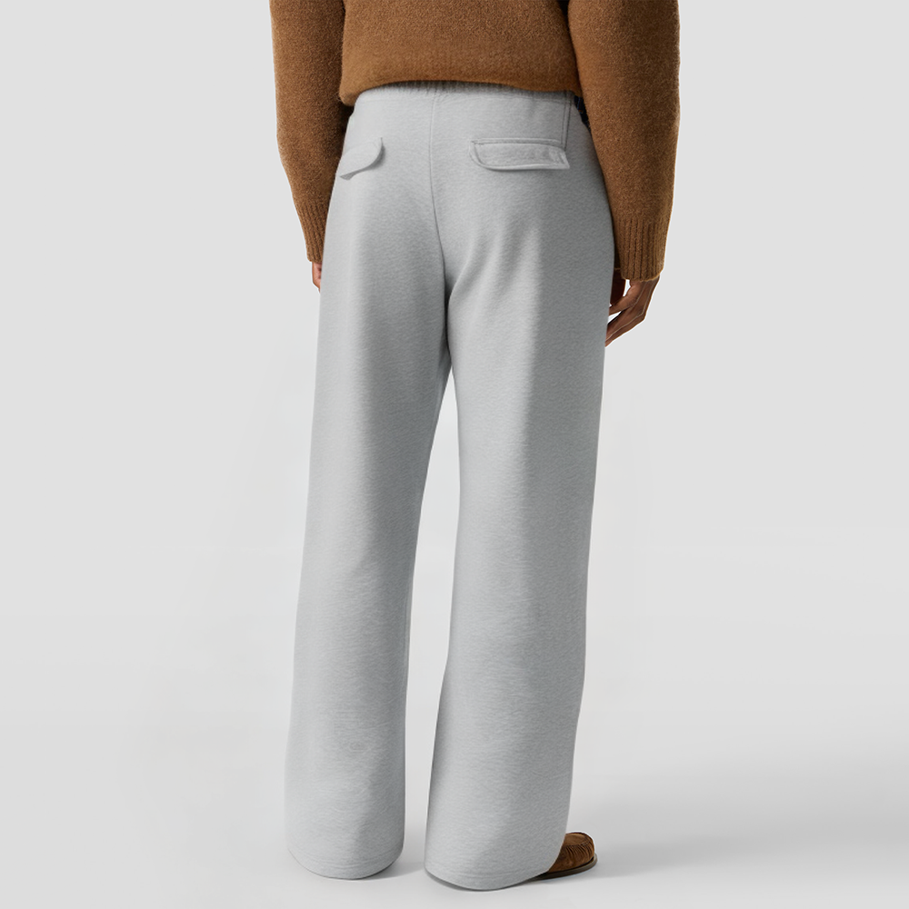 Drawstring straight-leg mid-rise trousers