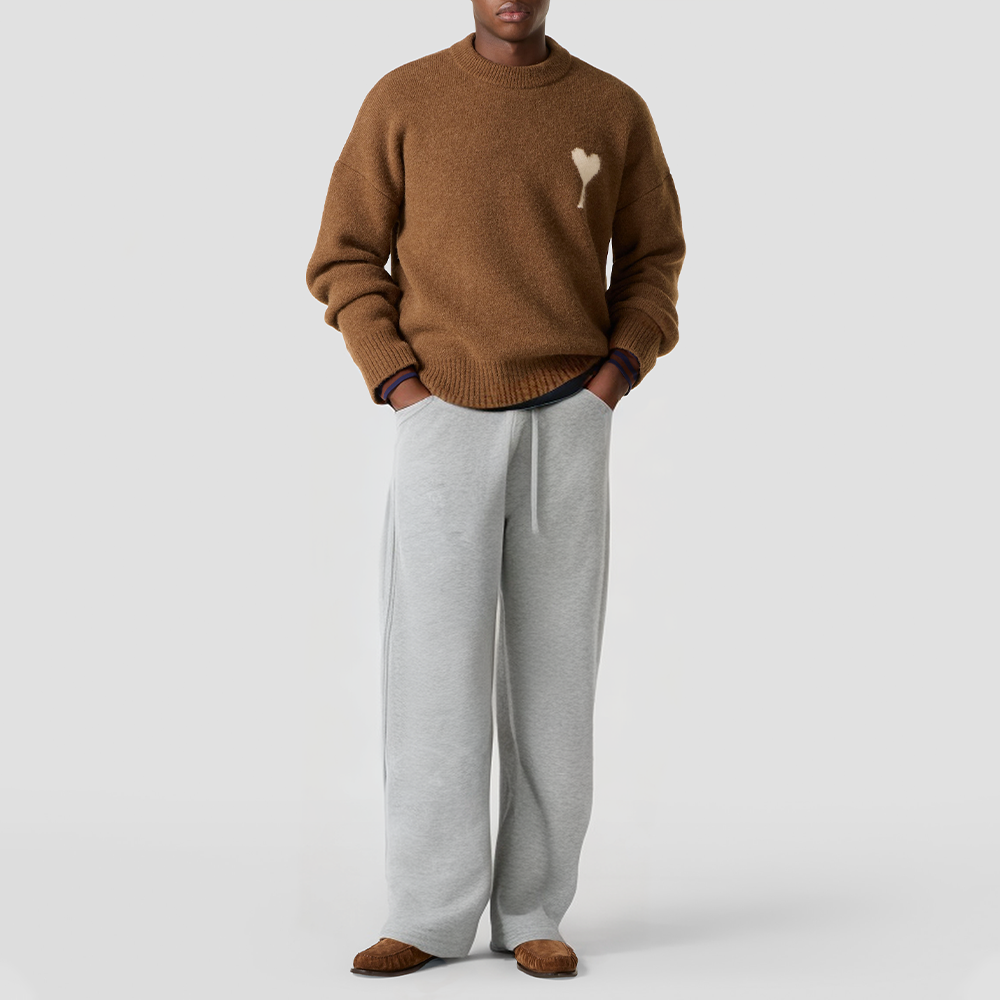 Drawstring straight-leg mid-rise trousers