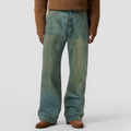 High-quality washed straight-leg jeans