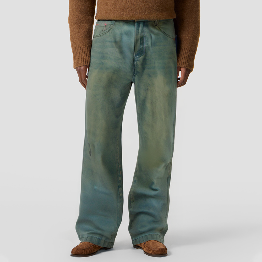 High-quality washed straight-leg jeans