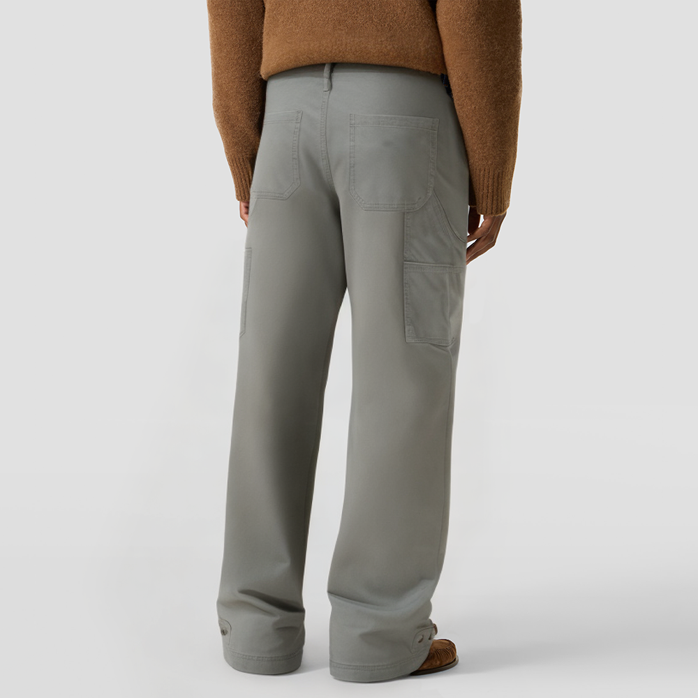 Washed straight-leg work pants for men