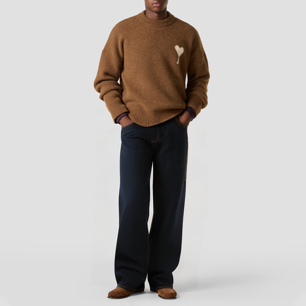 Straight-leg casual street-style jeans