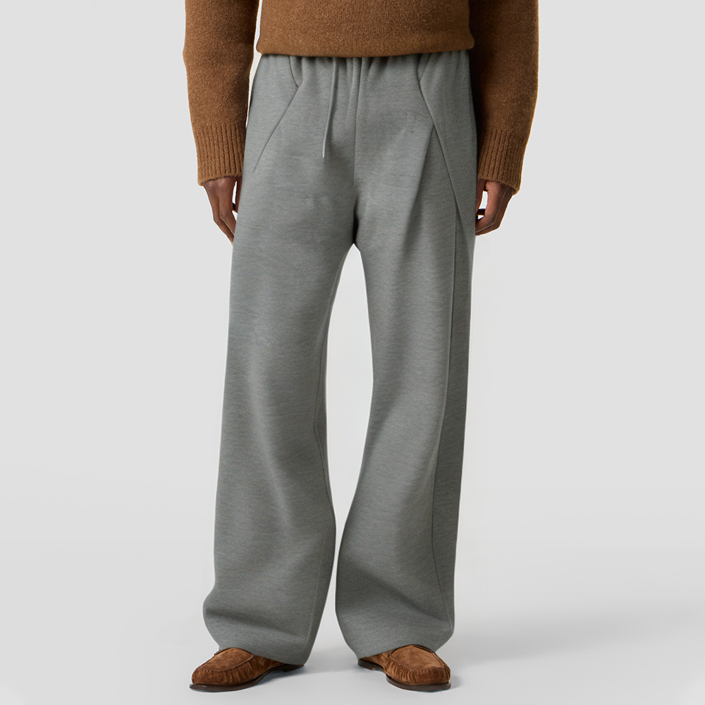 Wide-leg pleated casual trousers