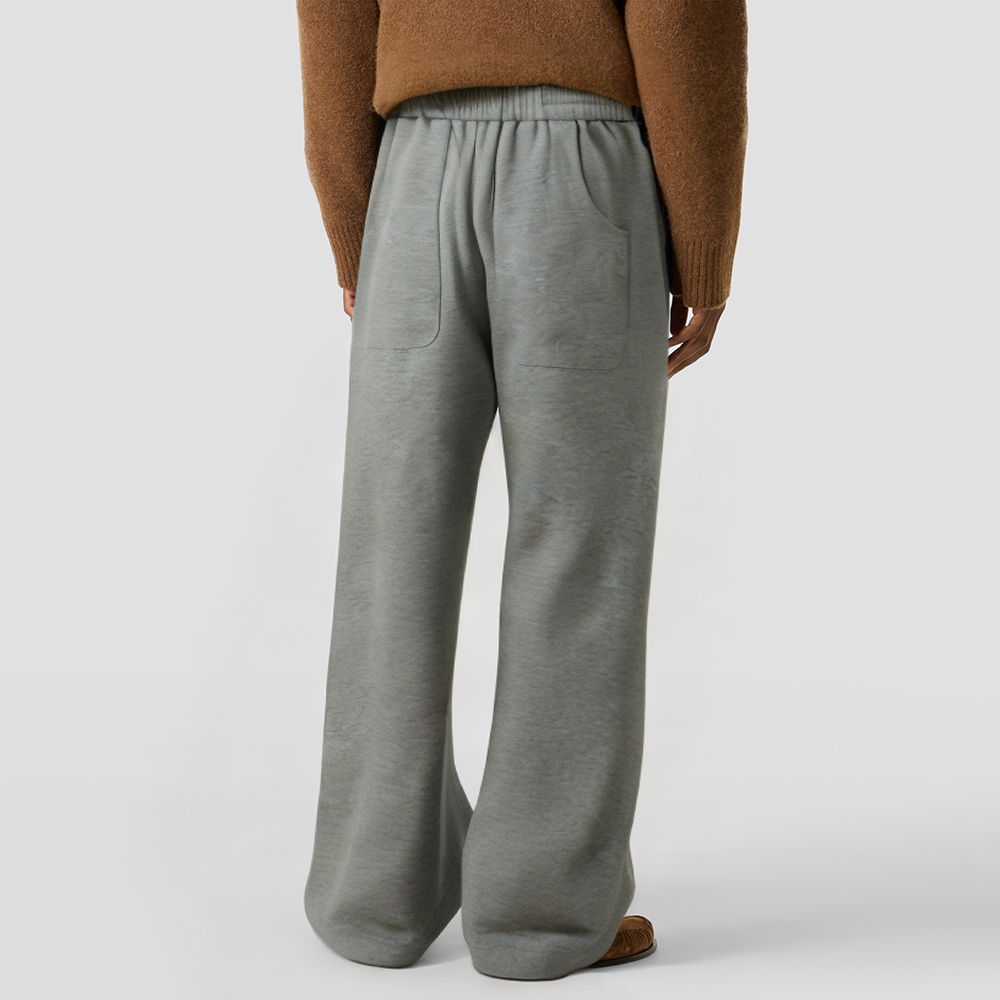 Wide-leg pleated casual trousers